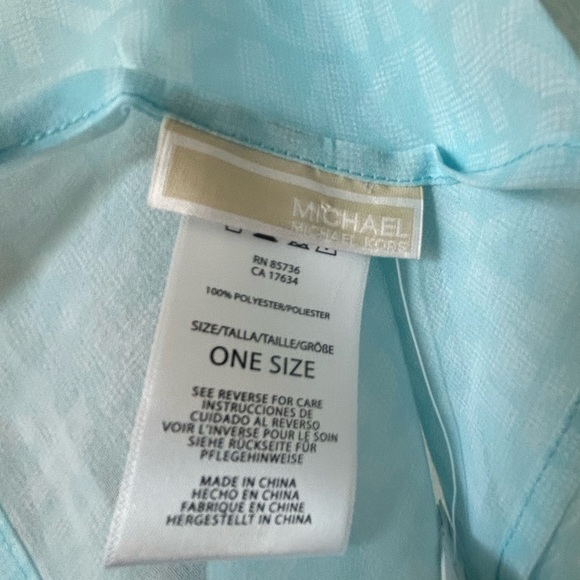 MICHAEL KORS MK Signature Ombre Logo Pareo Turquoise Beach Cover-Up - Picture 14 of 15